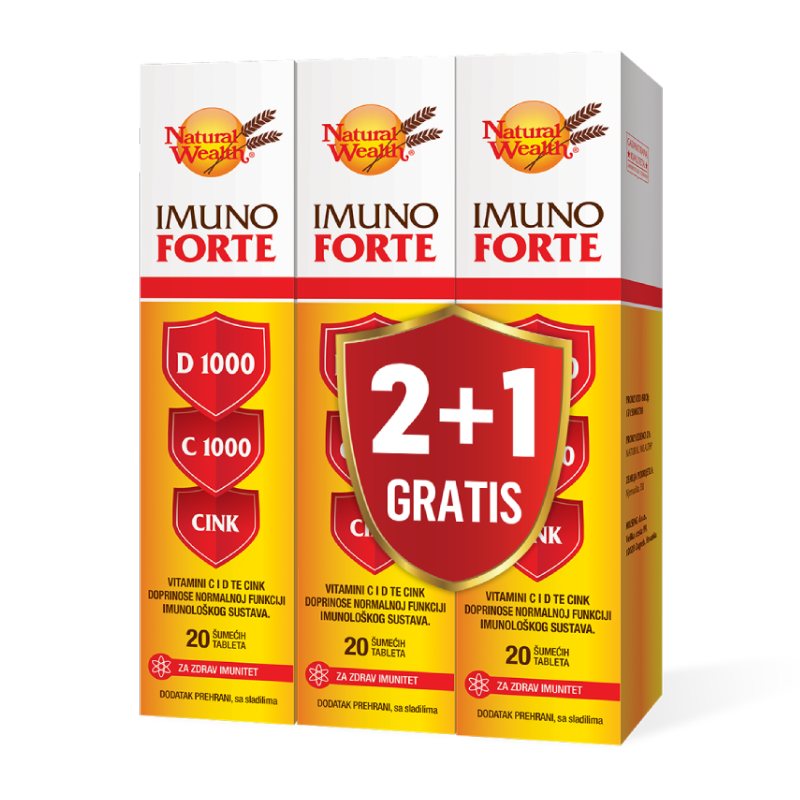 Natural Wealth Imuno Forte D 1000 C 1000 cink 2+1 gratis