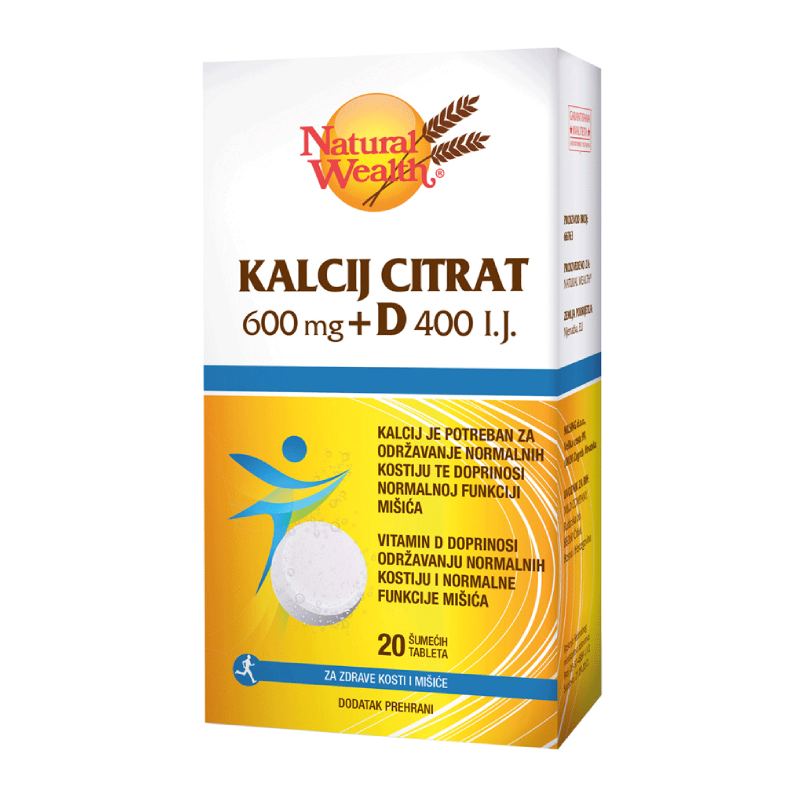 Natural Wealth Kalcij citrat 600 mg + D 400 I.J. za kosti i mišiće