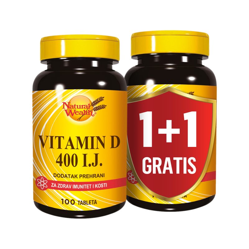 Natural Wealth Vitamin D 400 I.J. 1+1 gratis