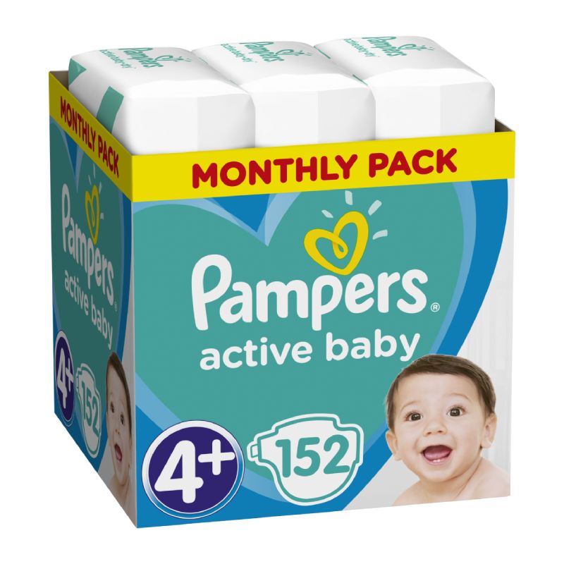 Pampers pelene Active Baby veličina 4+ (10-15 kg) maxi pack plus 152 komada