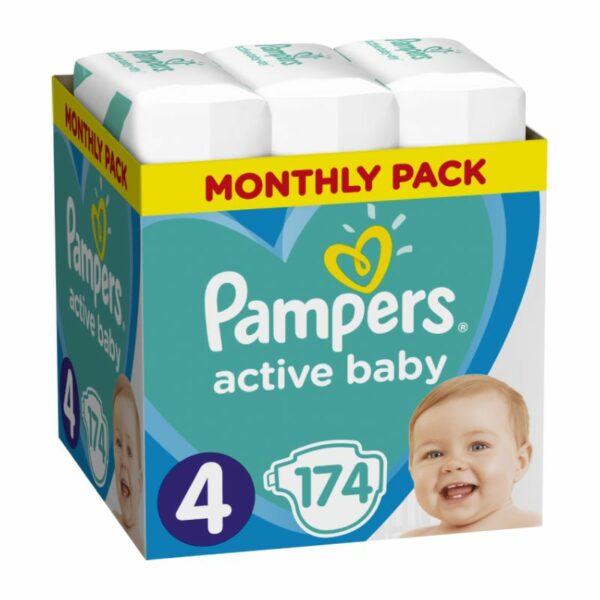 Pampers pelene Active Baby veličina 4 (9-14 kg) maxi pack plus 174 komada