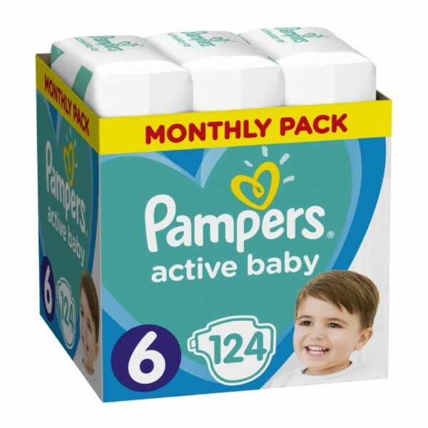 Pampers pelene Active Baby veličina 6 (13-18 kg) maxi pack plus 124 komada