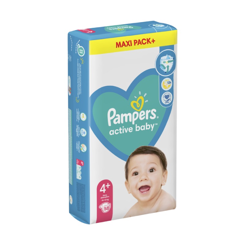 Pampers pelene Active baby veličina 4+ (10-15 kg) maxi pack 58 komada 2 nova slika