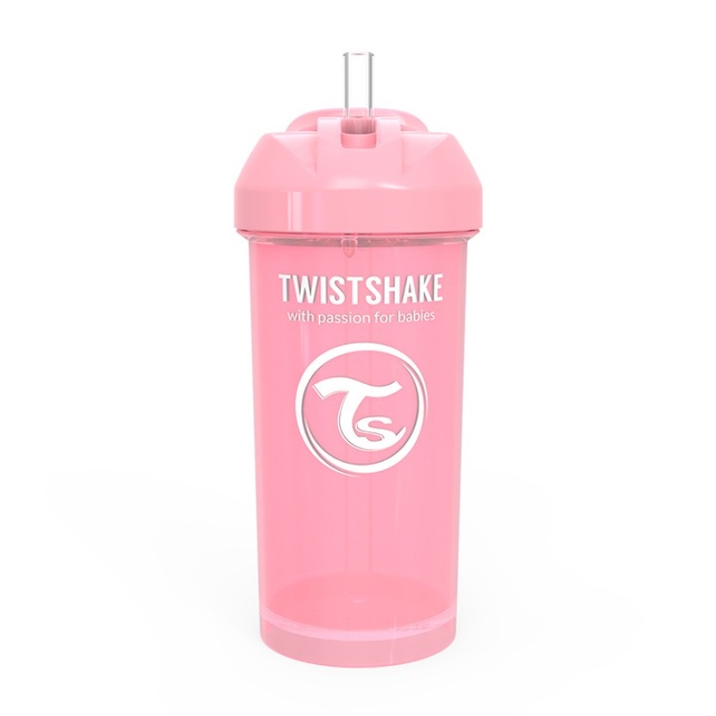 Twistshake bočica sa slamkom 360 ml 6+m pastel roza 1