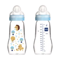 Mam Feel Good staklena bočica za bebe, 260 ml plava