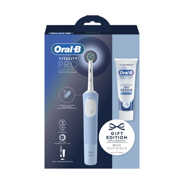Oral-b električna zubna četkica Vitality Pro vapor blue + Oral-B Pro 75 ml