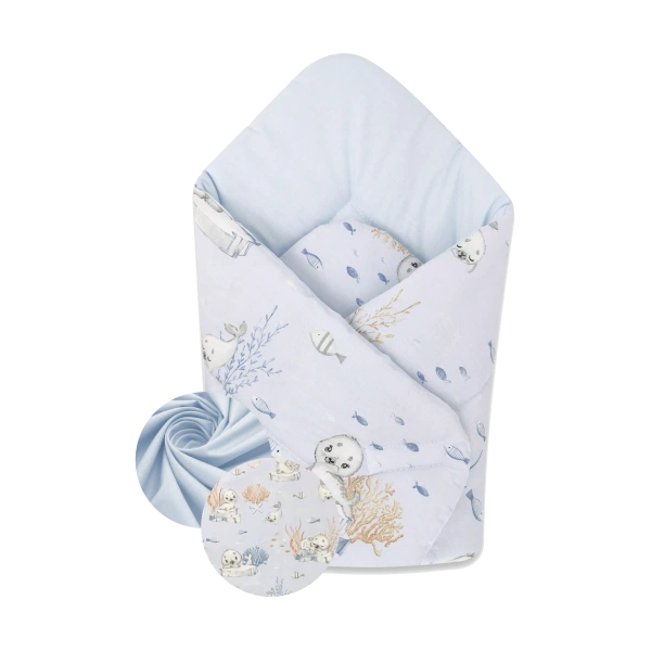 MimiNu jastuk dekica za novorođenče Tuljan Plavi