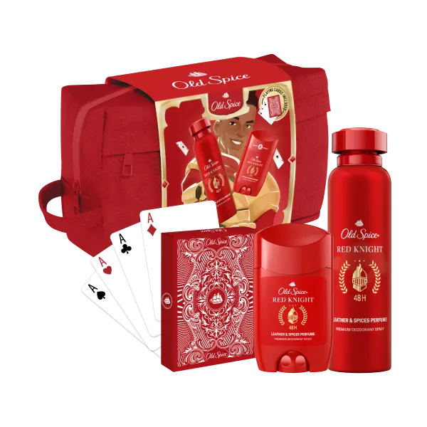 Old Spice Red Knight poklon paket toaletna torbica + dezodorans u stiku + dezodorans u spreju + igraće karte