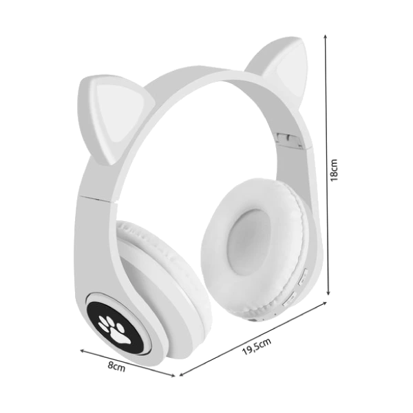 Malatec bijele bežične slušalice s mačjim ušima 3