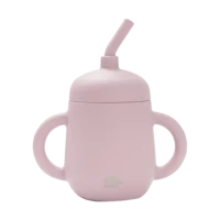 InterBaby silikonska čaša za malu djecu sa slamkom roza