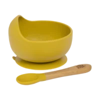 InterBaby silikonska zdjelica + žlica oker
